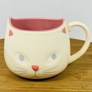 Paper Destiny  Cat Head Tea Cup Coffee Mug  Pink Cream Schurman